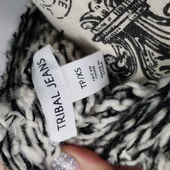 {Tribal Jeans} Sweater Cardigan Striped - Picture 8 of 10